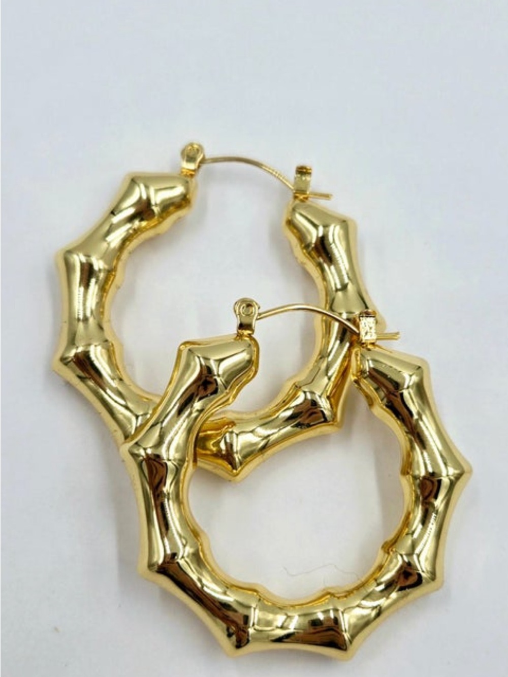 Trendy boutique Shiny Gold Bamboo-Style Hoop Earrings